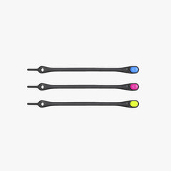 Hickies Schnürsystem in Schwarz mit Multicolor-Details – Elastische Schnürsenkel für Barfußschuhe und andere Schuhe, erhältlich im Barfusswelten.de Barfußschuhe Onlineshop