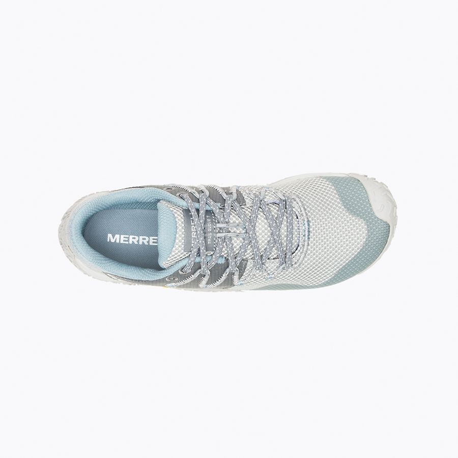 Barfußschuhe Merrell Trail Glove 7 für Damen in Highrise, Ansicht von oben, erhältlich in unserem Onlineshop für Barfußschuhe. Die minimalistische Konstruktion bietet natürlichen Komfort und maximale Bewegungsfreiheit.