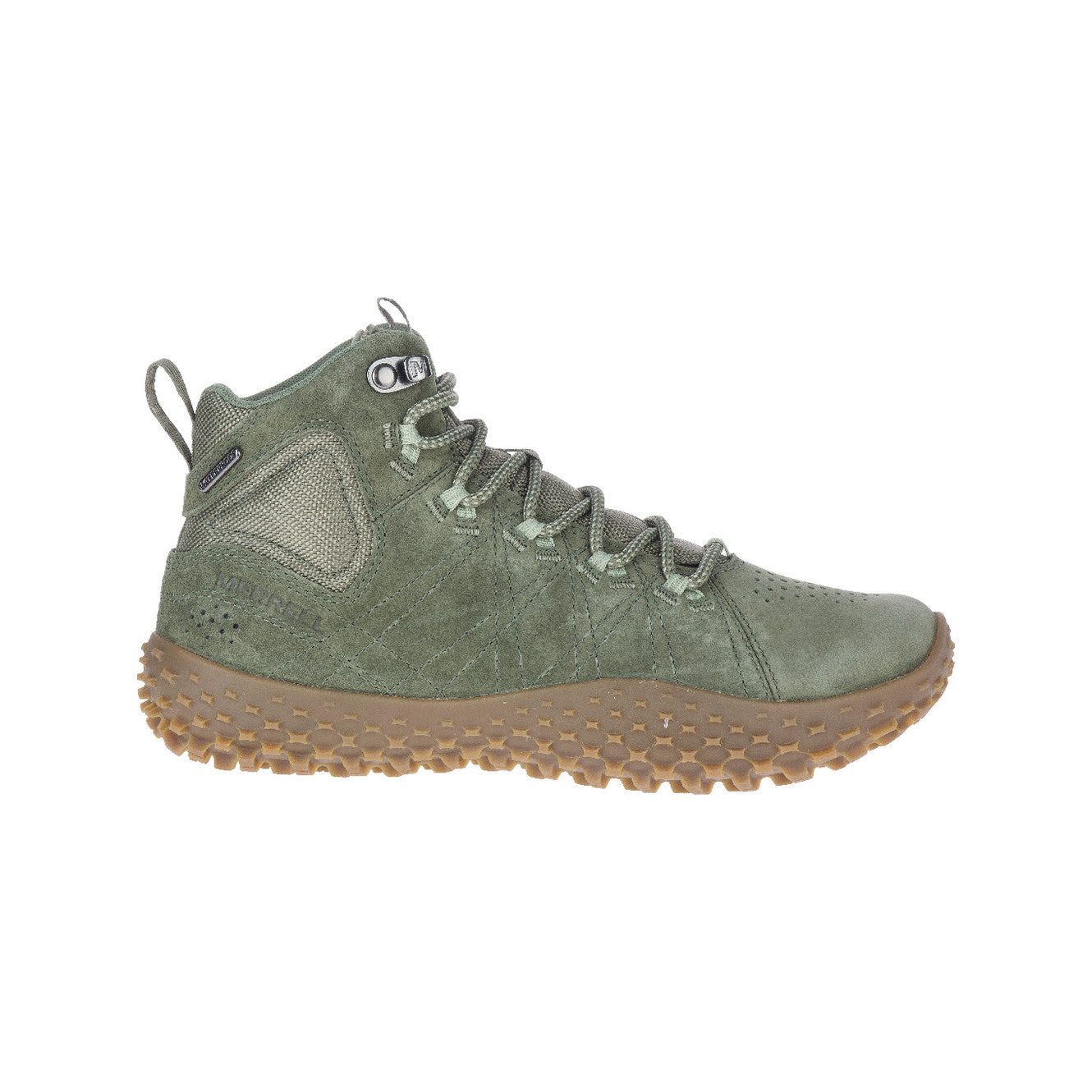 Merrell Wrapt Mid Waterproof Barfußschuhe, wasserdicht und ergonomisch, seitliche Ansicht rechts, ideal für Wandern im Onlineshop für Barfußschuhe