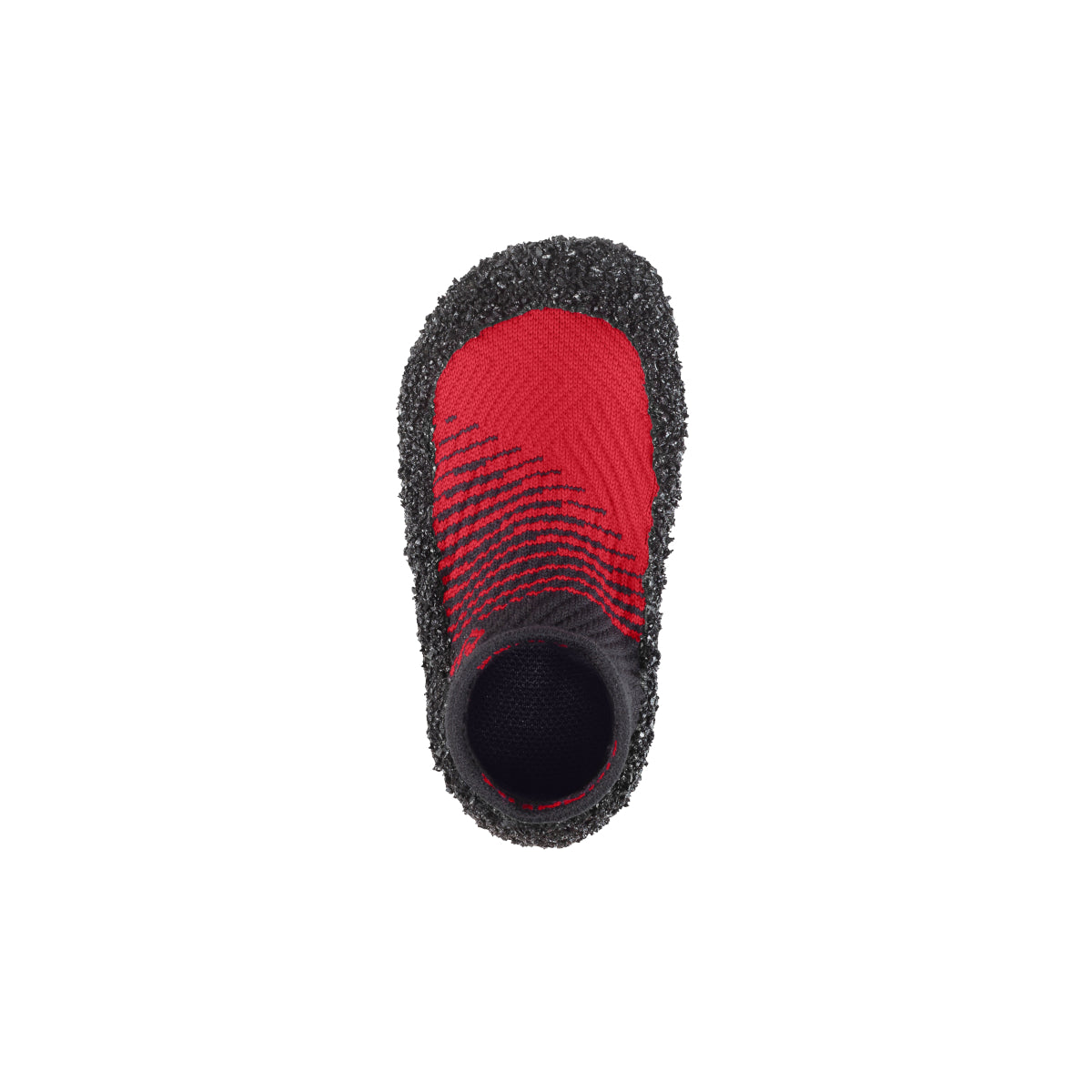 Skinners 2.0 Kids Barfußschuhe in Poppy Red, Ansicht von oben. Flexible Sockenschuhe für Kinder, die barfußähnliches Gehen und Spielen ermöglichen. Erhältlich in unserem Onlineshop für Barfußschuhe.