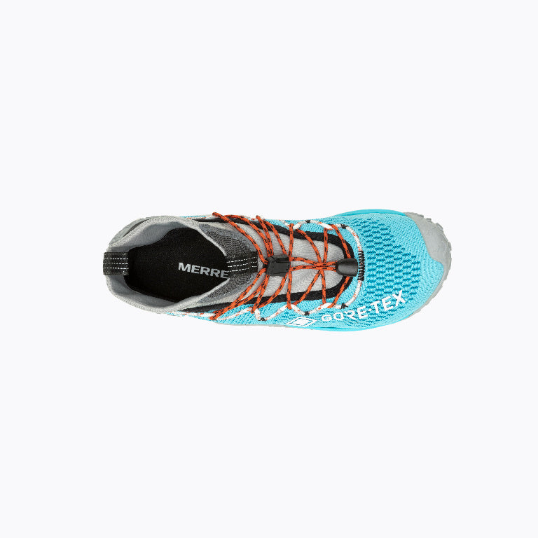 Barfußschuhe Trail Glove 7 GTX in Atoll High Rise für Damen, Ansicht von oben, erhältlich in unserem Onlineshop für Barfußschuhe. Wasserdicht und leicht für optimalen Komfort und Schutz auf allen Wegen.