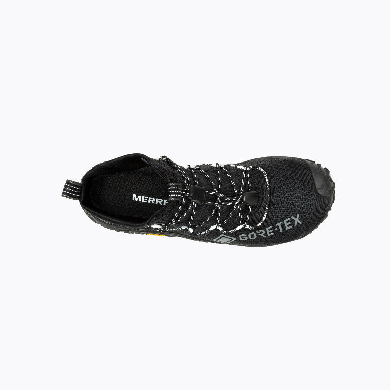 Barfußschuhe Trail Glove 7 GTX in Schwarz für Damen, Ansicht von oben, erhältlich in unserem Onlineshop für Barfußschuhe. Wasserdicht und leicht für natürlichen Komfort und Schutz bei Outdoor-Aktivitäten.