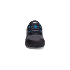 Frontansicht der Xero Shoes Mesa Trail II Damen Barfußschuhe in dark gray sapphire als robuste Wanderschuhe im Onlineshop für Barfußschuhe