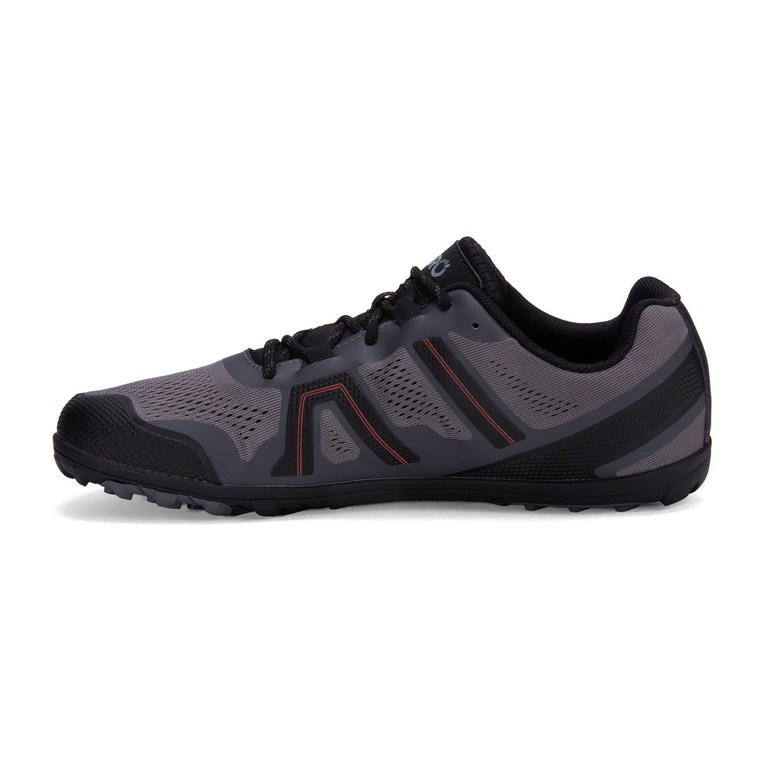 Xero Shoes Mesa Trail II Herren Barfußschuhe in Steel Gray Orange, linke Seite, Wanderschuhe im Onlineshop für Barfußschuhe