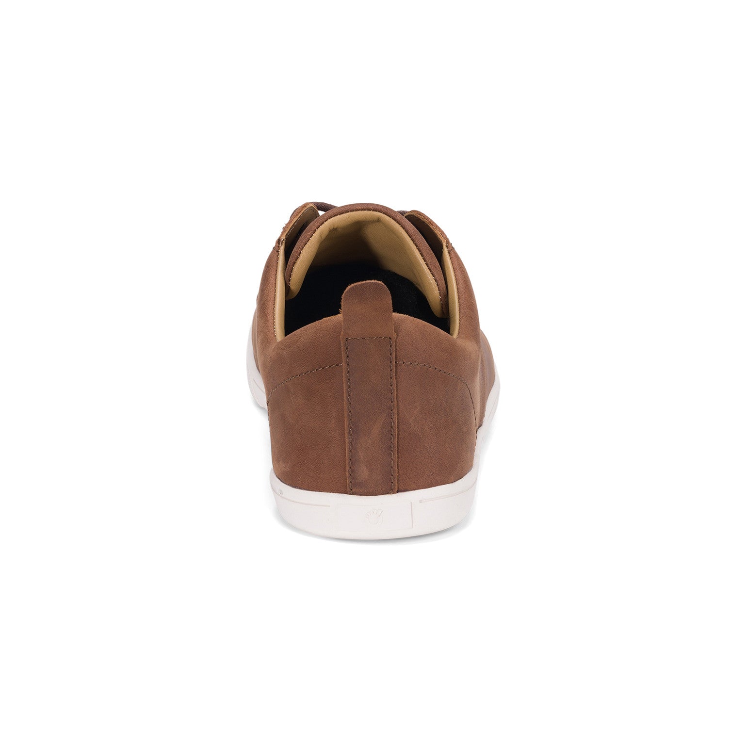 Xero Shoes Glenn Barfußschuhe für Herren in Braun aus Leder, aus der Rückansicht, bieten eine flexible Sohle und optimalen Komfort für den ganzen Tag. Ideal für natürliche Bewegungen und einen aktiven Lebensstil. Erhältlich in unserem Onlineshop für Barfußschuhe.