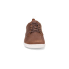 Xero Shoes Glenn Barfußschuhe für Herren in Braun aus Leder, aus der Vorderansicht, bieten Flexibilität und Komfort für den Alltag. Die natürlichen Bewegungen werden durch die flexible Sohle unterstützt. Erhältlich in unserem Onlineshop für Barfußschuhe.
