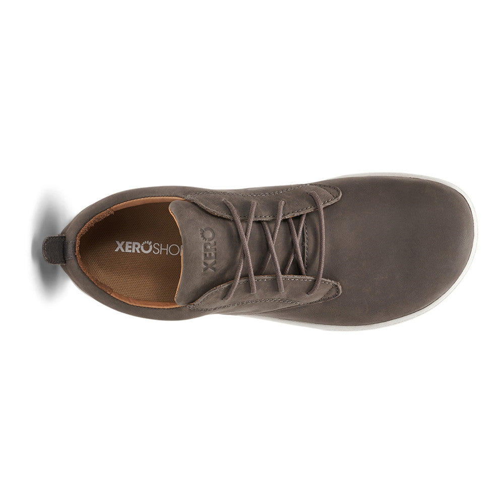 Xero Shoes Glenn Barfußschuhe für Herren in Grau, Lederdesign, im Onlineshop, Oberansicht.