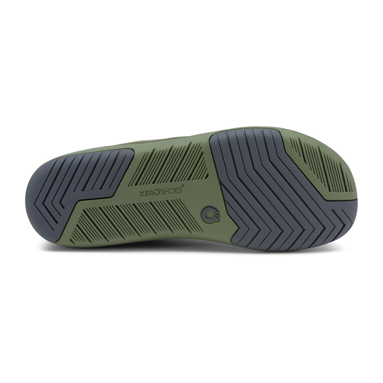 Xero Shoes Nexus Knit Men Olive, Sohlenansicht. Flexible Herren-Sneaker und Barfußschuhe mit natürlichem Laufgefühl in unserem Onlineshop.