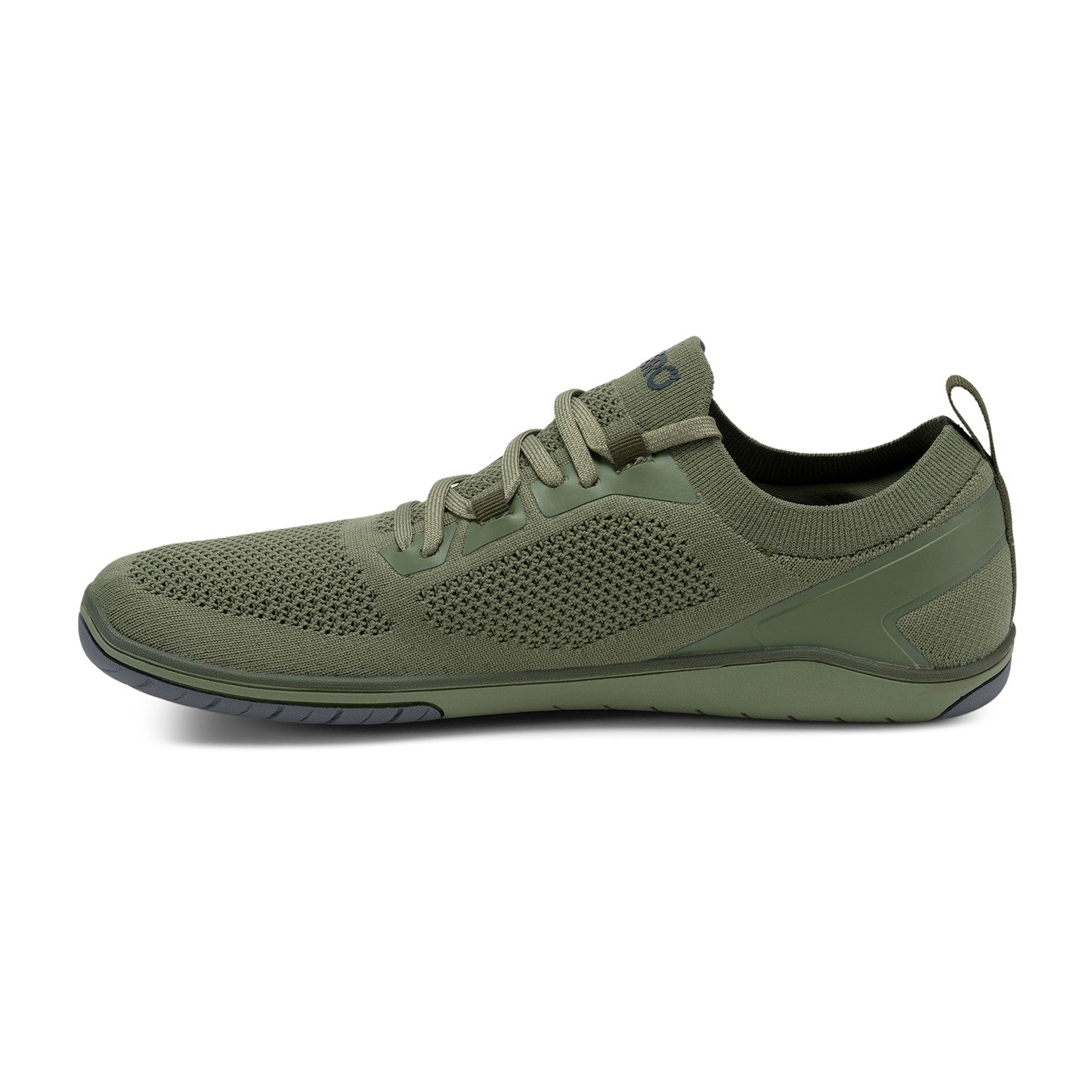 Xero Shoes Nexus Knit Men Olive, Seitenansicht links. Leichte und atmungsaktive Herren-Sneaker und Barfußschuhe in unserem Onlineshop.