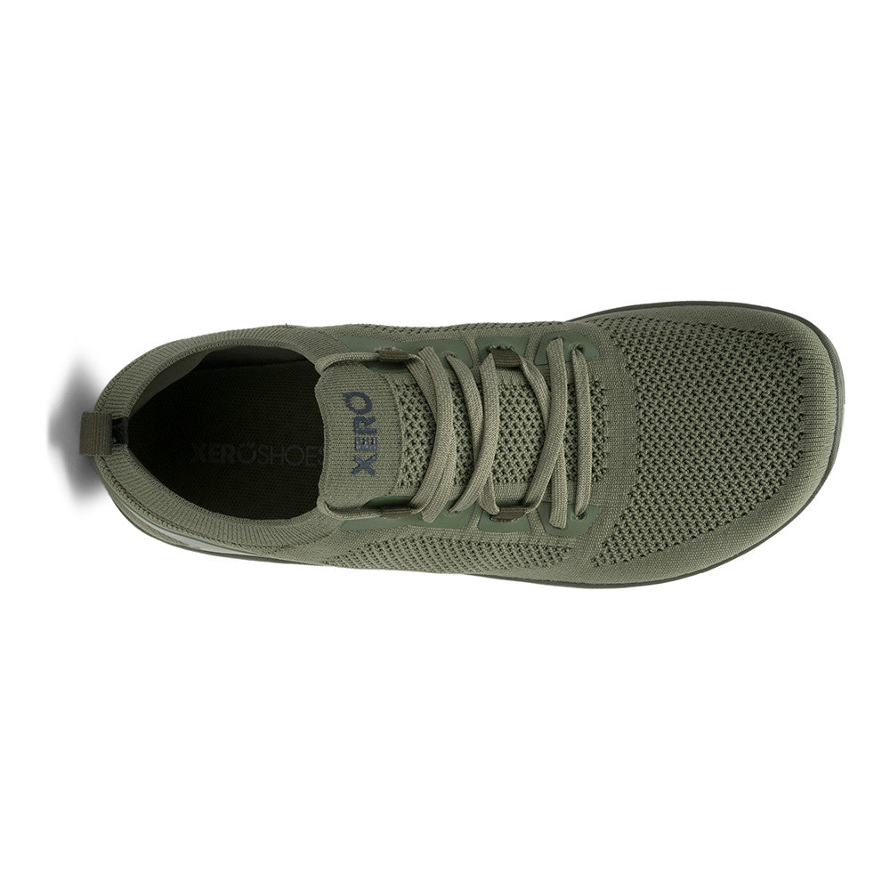 Xero Shoes Nexus Knit Men Olive, Draufsicht. Sportliche Herren-Sneaker und Barfußschuhe in unserem Onlineshop.