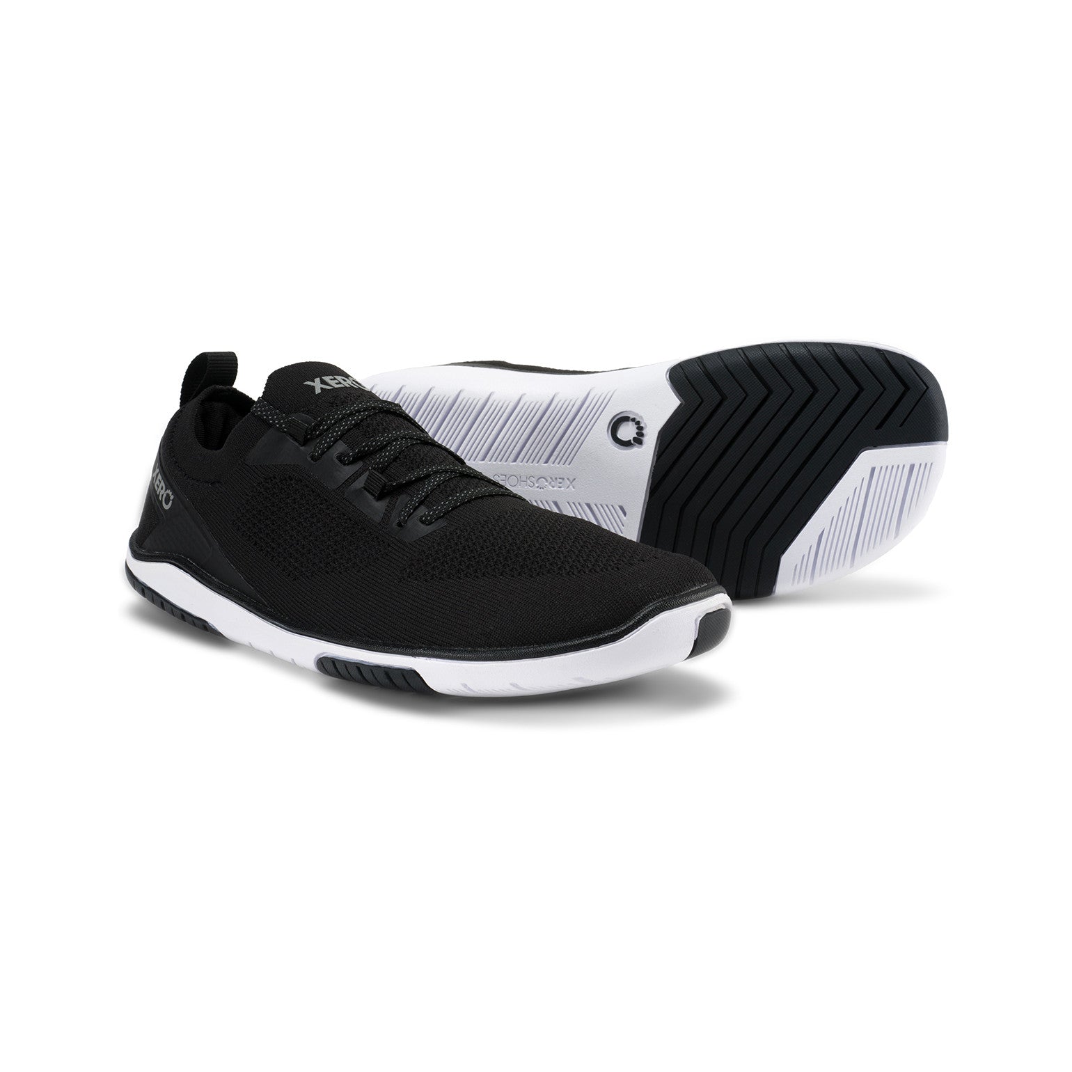 Damen-Barfußschuhe Xero Shoes Nexus Knit in Schwarz, vielseitig und atmungsaktiv, ideal für Sport und Alltag, erhältlich in unserem Onlineshop.