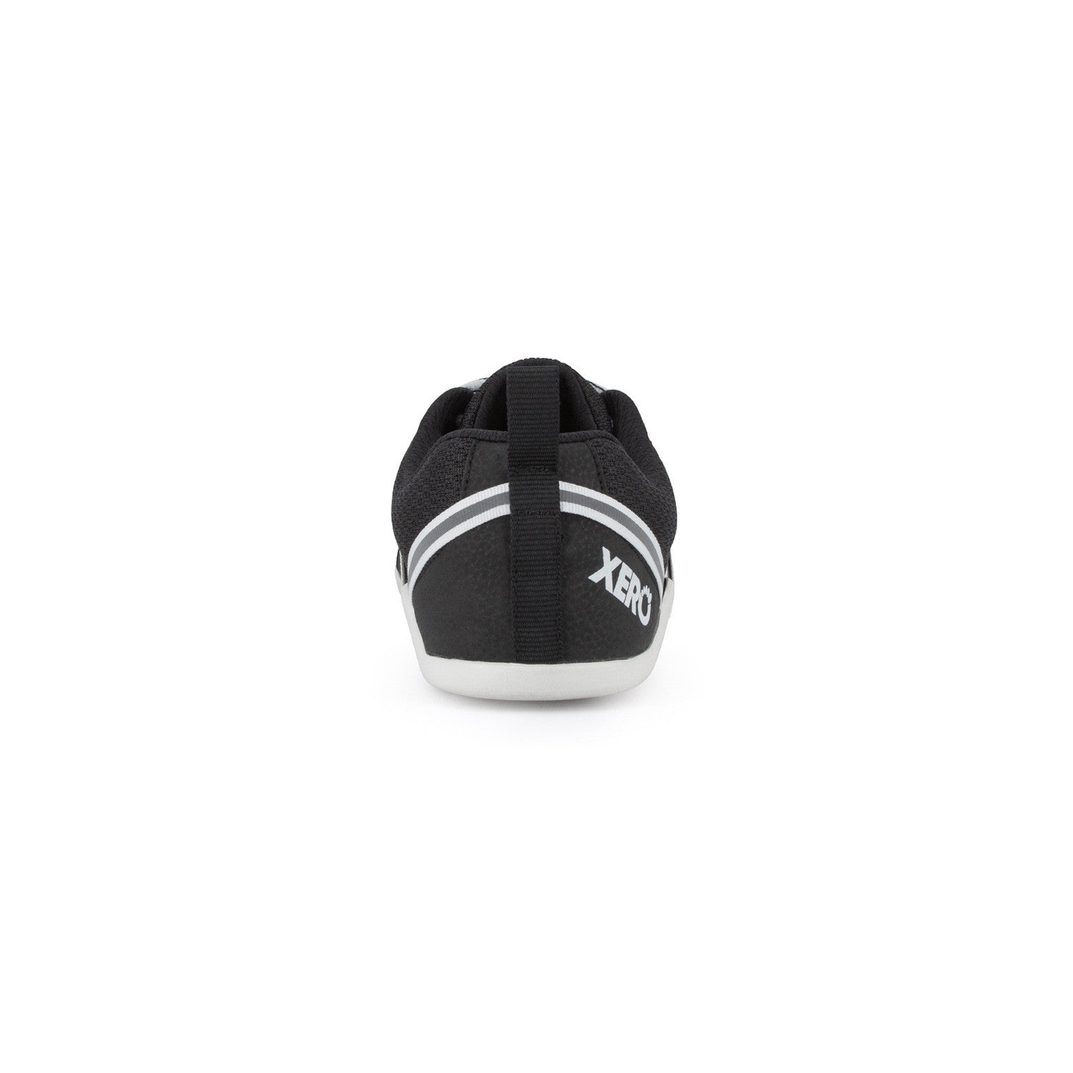 Xero Shoes Prio Damen Barfußschuhe in schwarz-weiß, Rückansicht im Onlineshop für Barfußschuhe