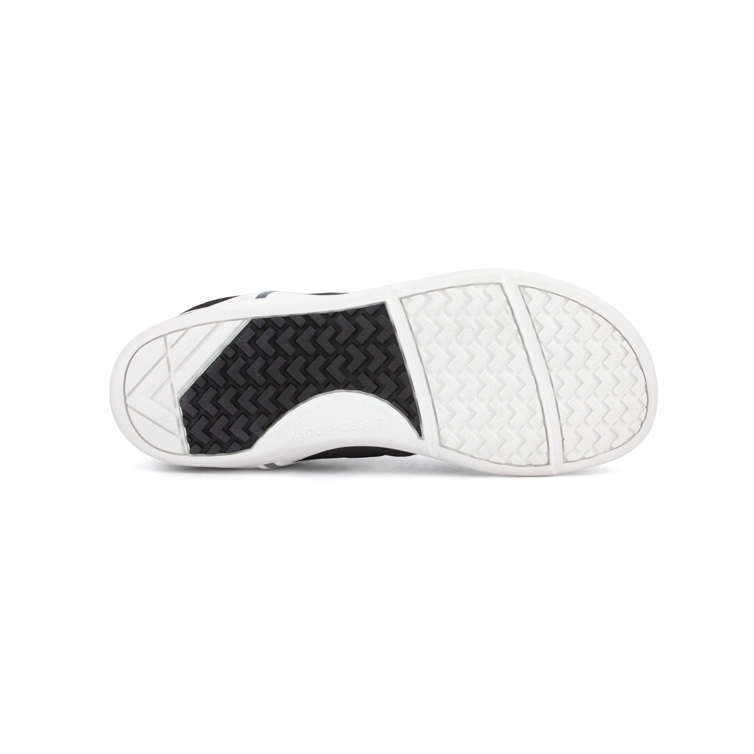 Xero Shoes Prio Damen Barfußschuhe in schwarz-weiß, Sohlenansicht im Onlineshop für Barfußschuhe