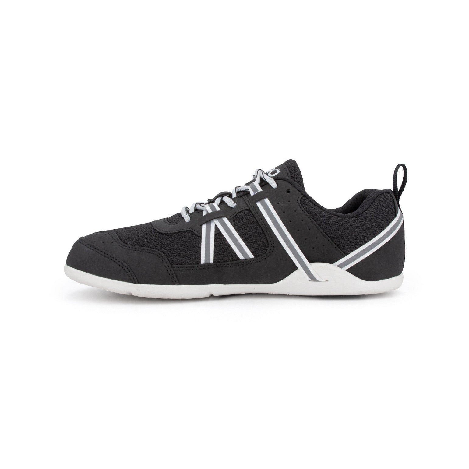 Xero Shoes Prio Damen Barfußschuhe in schwarz-weiß, linke Seitenansicht im Onlineshop für Barfußschuhe
