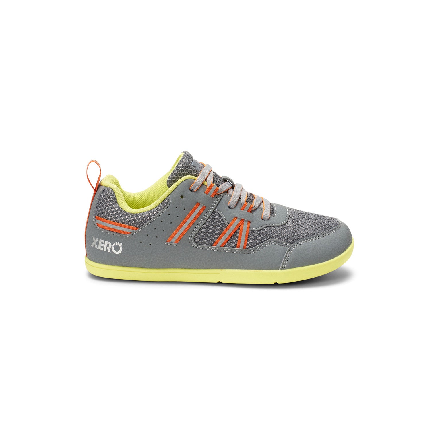 Die Xero Shoes Prio Youth in Grau als vielseitige Barfußschuhe für Kinder, Seitenansicht rechts, erhältlich in unserem Onlineshop für Barfußschuhe.