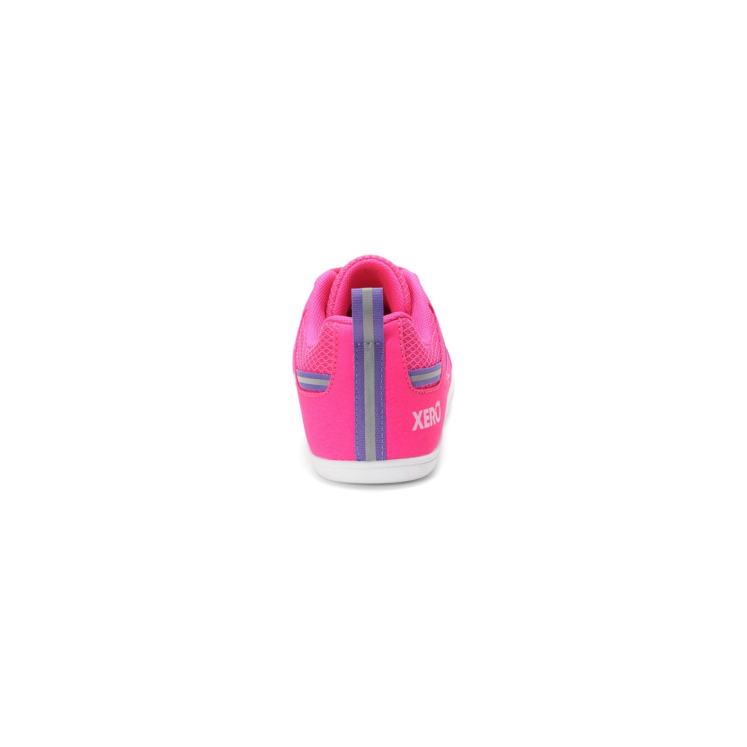 Die Xero Shoes Prio Youth in Pink als strapazierfähige Barfußschuhe für Kinder, Rückansicht, verfügbar in unserem Onlineshop für Barfußschuhe.