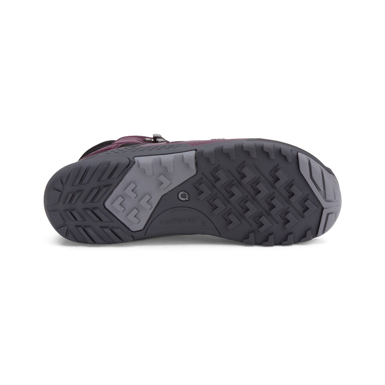 Barfußschuhe Onlineshop: Xero Shoes Xcursion Fusion wasserdichte Damen Barfuß-Wanderschuhe in fig, Sohlenansicht