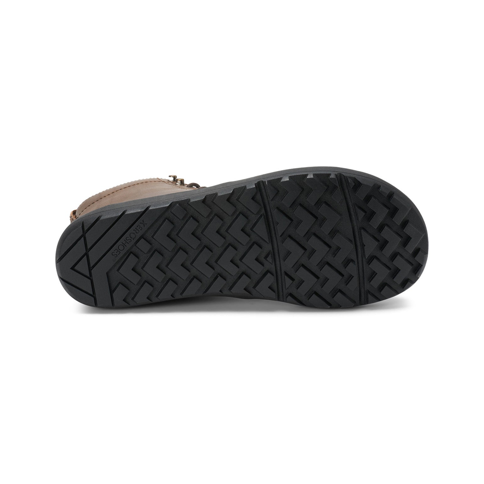 Barfußschuhe Xero Shoes Breckenridge Damen-Knöchelstiefel in Braun aus Leder, Sohlenansicht, verfügbar in unserem Onlineshop für Barfußschuhe.
