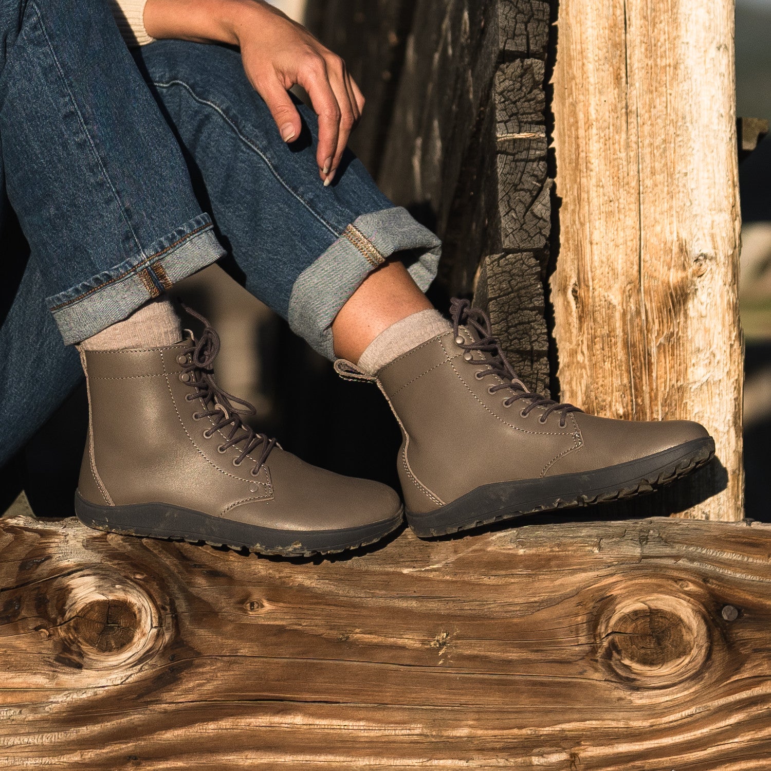 Barfußschuhe Stiefeletten Aus Leder | Wasserdicht, Ergonomisch & Orthopädisch | Für Herren & Damen (Unisex) | Elegante Schnürhalbschuhe