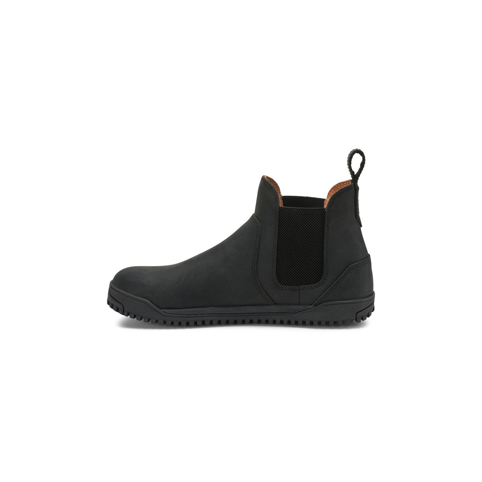 Barfußschuhe Xero Shoes Ridgeway Chelsea Damen-Stiefel in Schwarz aus Leder, Seitenansicht links, verfügbar in unserem Onlineshop für Barfußschuhe.