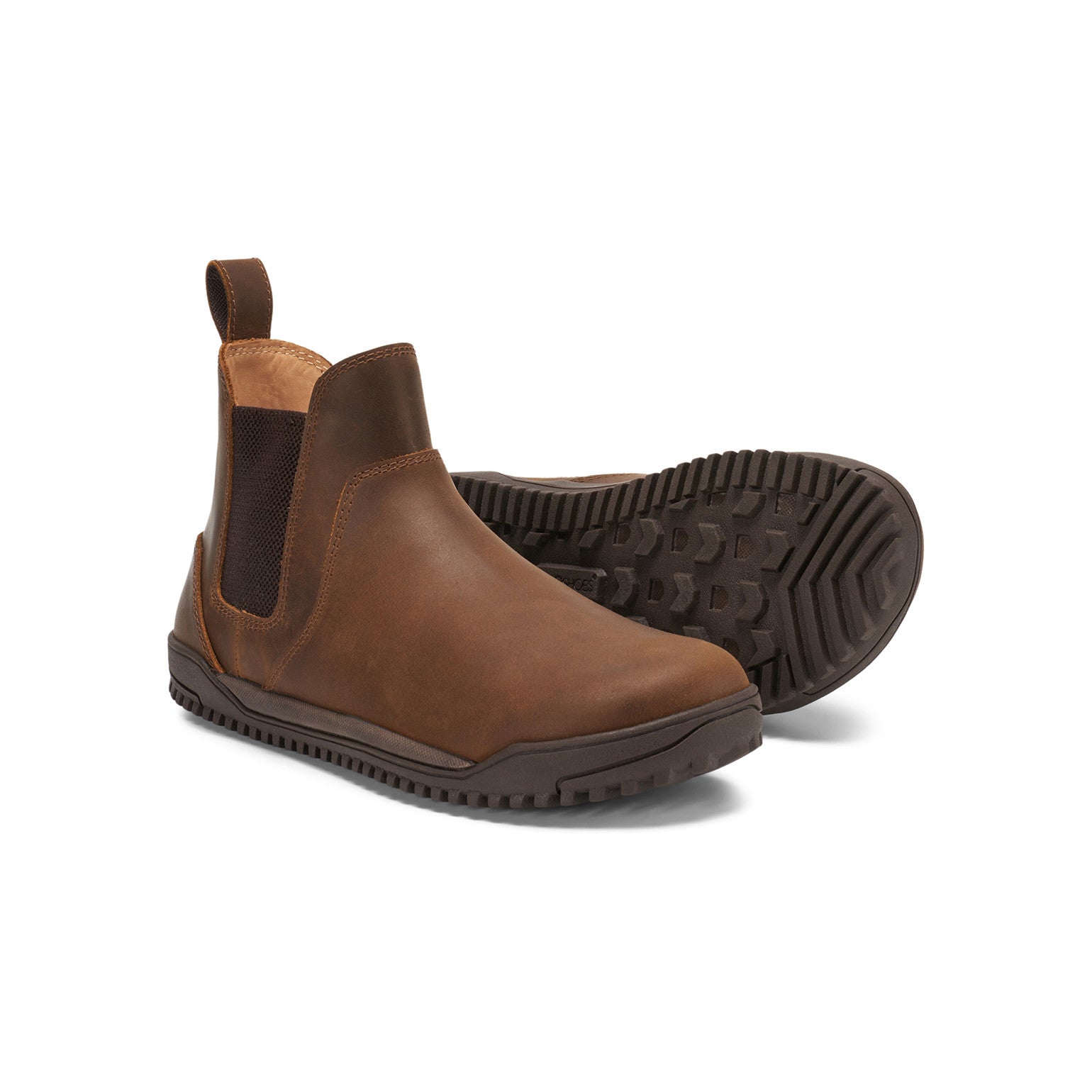 Barfußschuhe Xero Shoes Ridgeway Chelsea Damen-Stiefel in Braun aus Leder, vielseitig und bequem, erhältlich in unserem Onlineshop für Barfußschuhe.