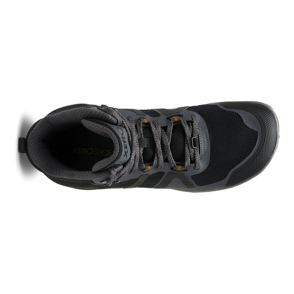 Xero Shoes Scrambler Mid II Asphalt Black Barfußschuhe für Herren, Wanderschuhe, Draufsicht im Onlineshop für Barfußschuhe