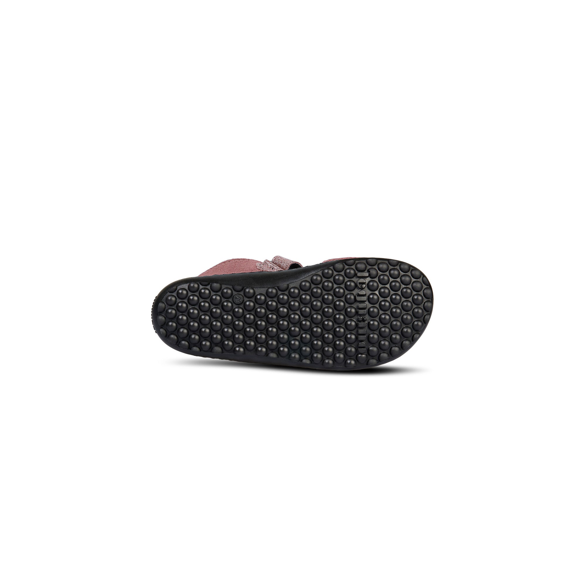 Leguanito Jarina Sandalen Kinder rot mit Glitzer als Barfußschuhe im Onlineshop, Ansicht von unten, flexibel und kindgerecht gestaltet