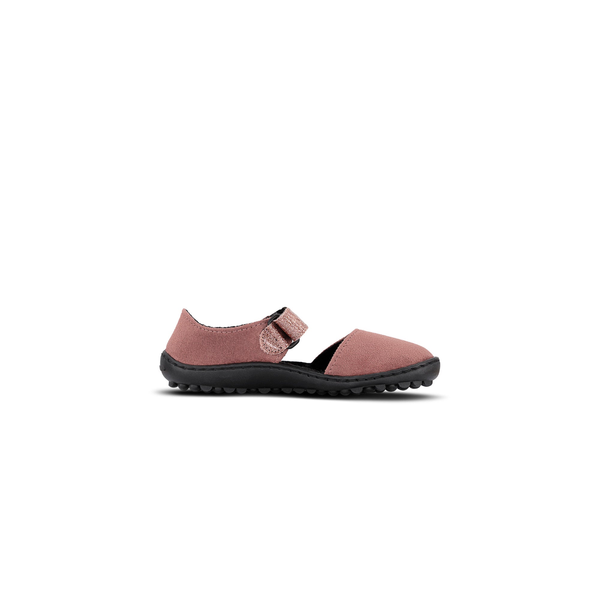 Leguanito Jarina Sandalen Kinder rot mit Glitzer als Barfußschuhe im Onlineshop, rechte Ansicht für kleine Füße ideal geeignet