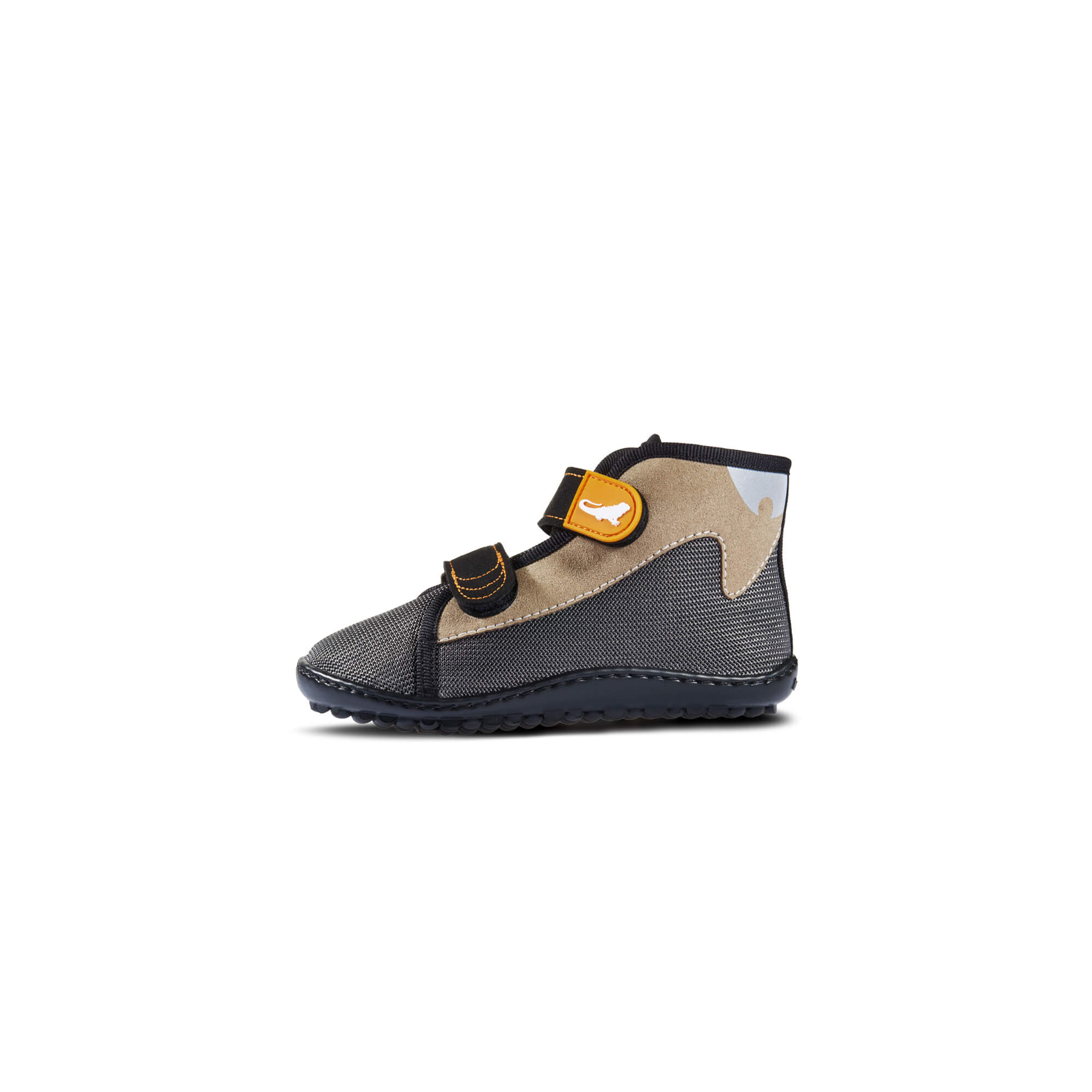 Leguanito Scippo Forester Klett Kinder Barfußschuhe, wasserabweisend, linke Ansicht. Der Schuh zeigt die flexible, ergonomische Form und den praktischen Klettverschluss, der das An- und Ausziehen erleichtert. Perfekt für nasse Tage und aktives Spielen.