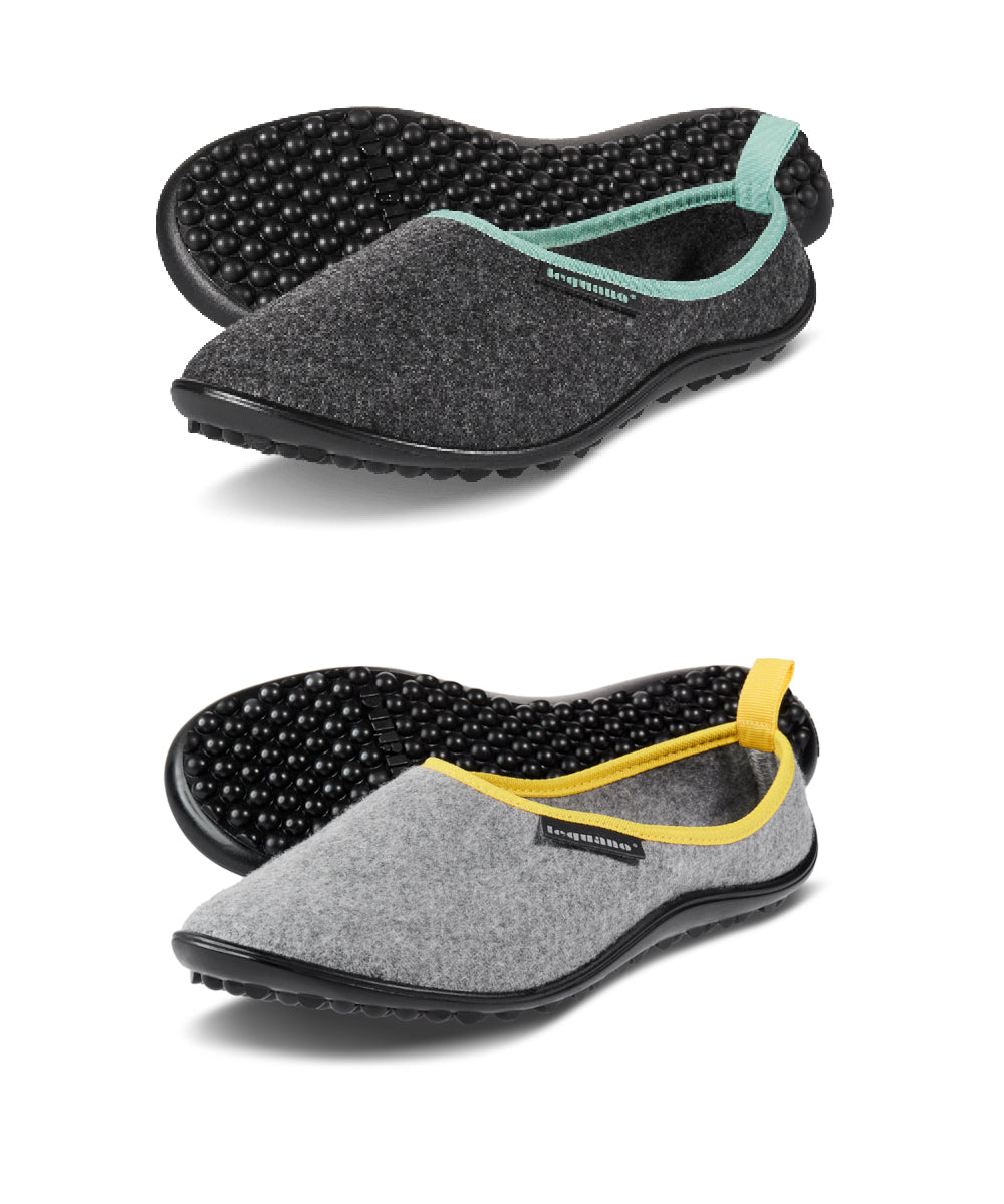 Leguano Acasa Barfußschuhe aus Wolle, Hausschuhe in verschiedenen Farben, Hauptansicht im Onlineshop für Barfußschuhe.