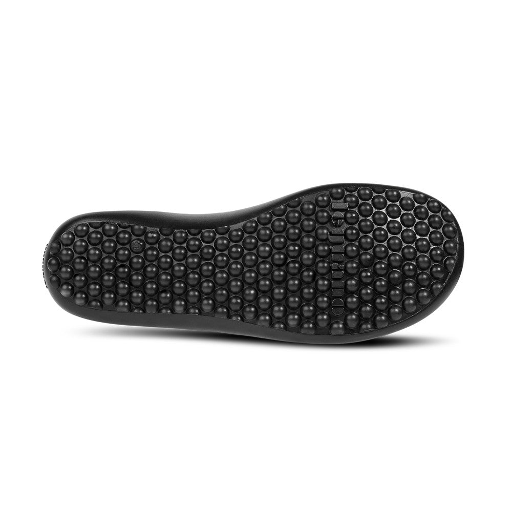 leguano Amalfi Nero schwarz festliche Barfußschuhe, Sohlenansicht, ideal für Hochzeit und Feier im Onlineshop für Barfußschuhe erhältlich