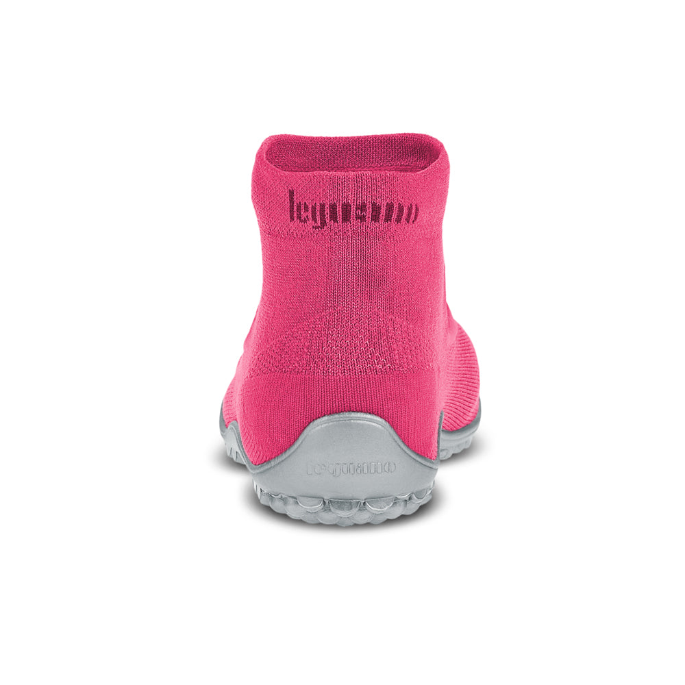 Leguano Ballerina Barfußschuhe in Pink, Rückansicht. Perfekt für Damen, die auf der Suche nach stilvollen und bequemen Barfußschuhen sind. Im Onlineshop für Barfußschuhe erhältlich.