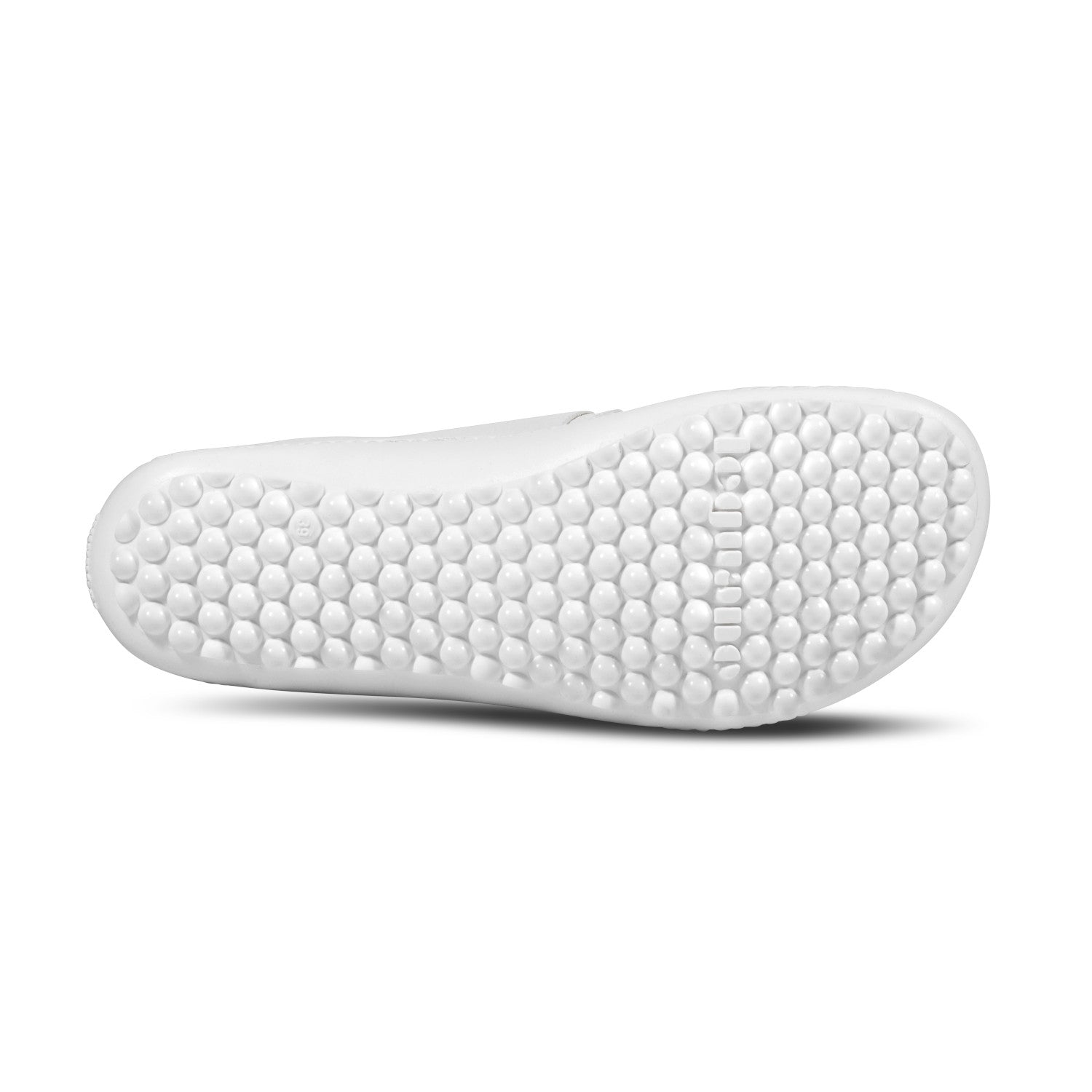 Leguano Care Barfußschuhe in Weiß, Unteransicht, ideal für Pflegeberufe, Ärzte, Apotheken und Krankenhäuser. Jetzt im Onlineshop für Barfußschuhe erhältlich.