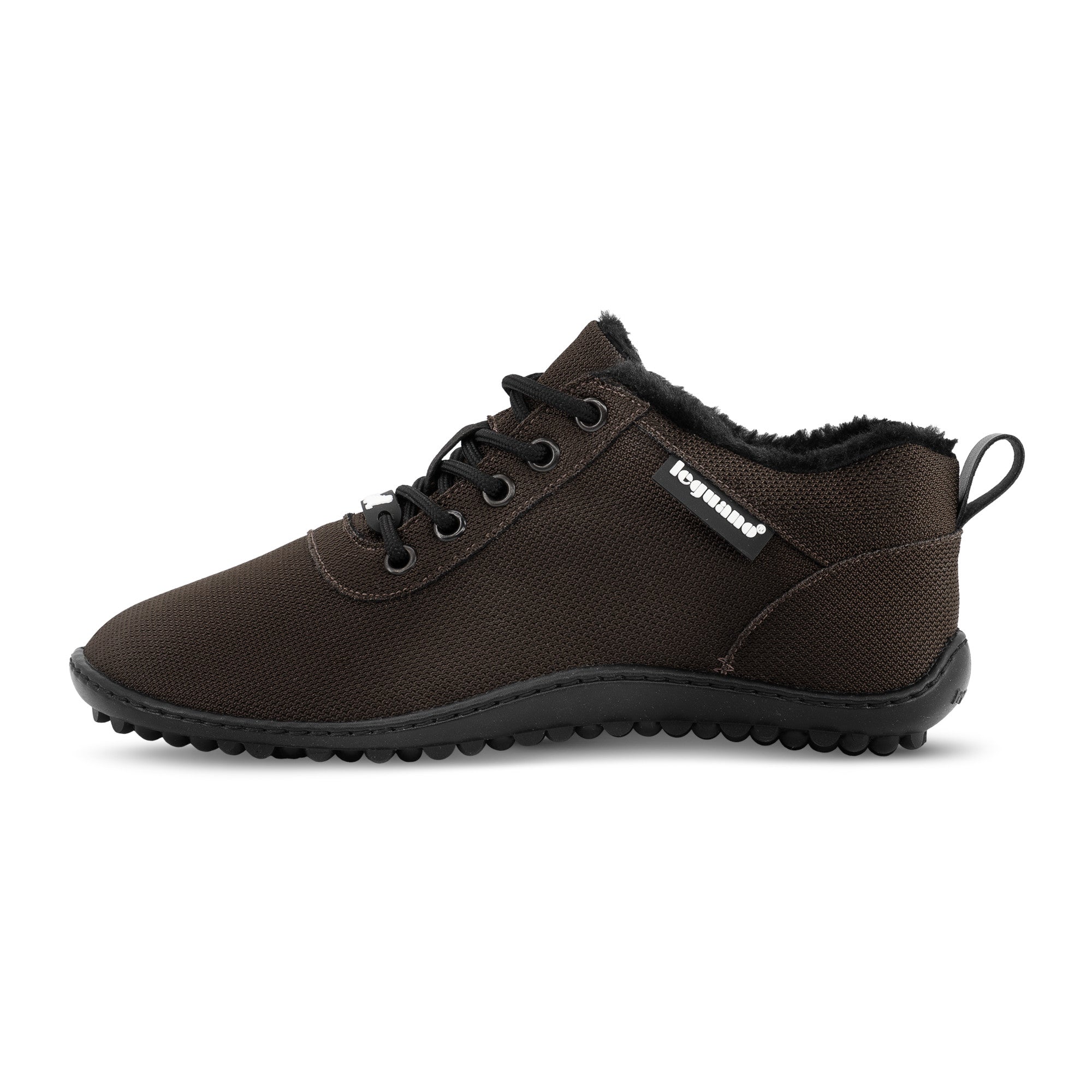 Leguano Galaxo braune Barfußschuhe, warme Winter- und Herbstschuhe in linker Seitenansicht im Onlineshop für Barfußschuhe