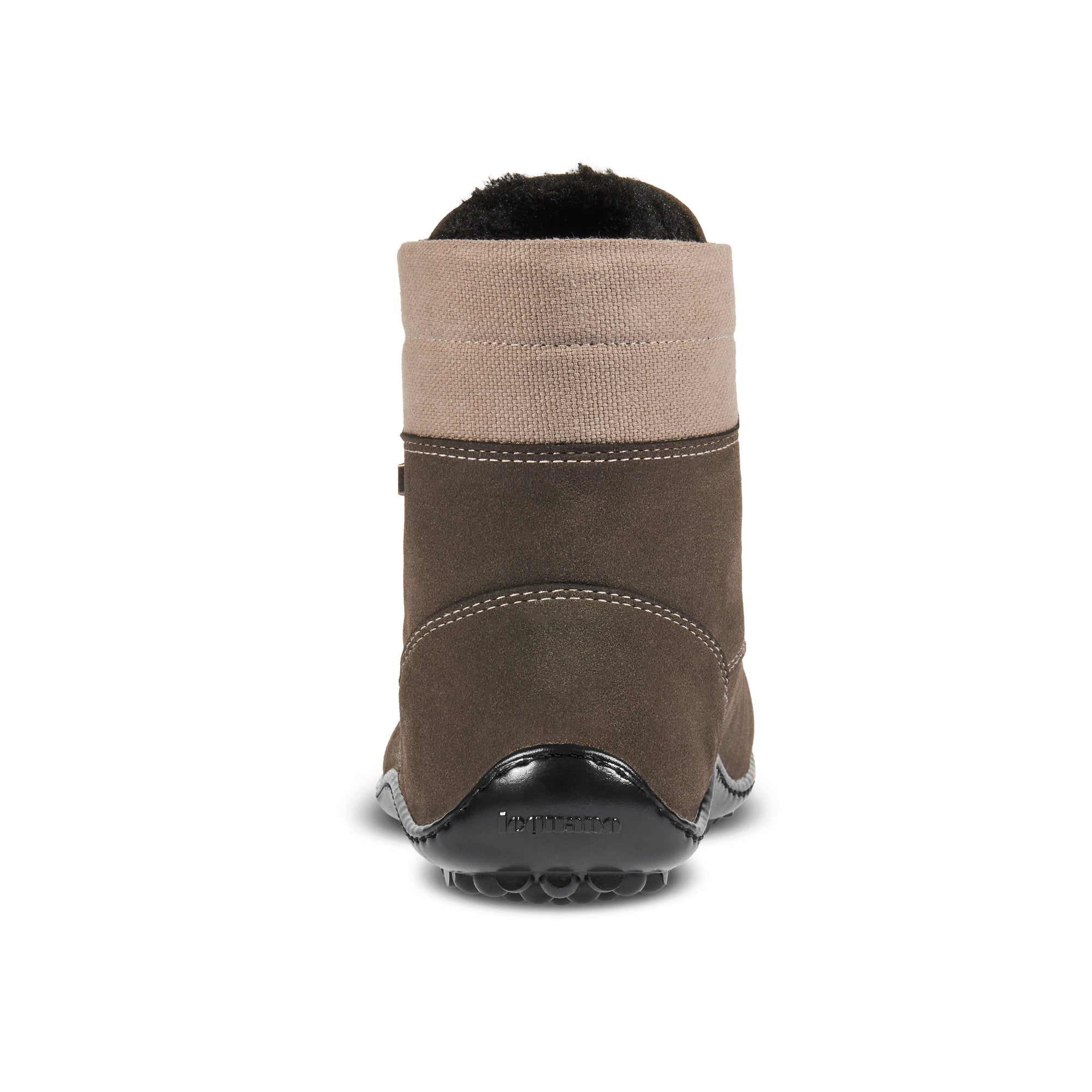 Leguano Icebare Brown Warme Barfußschuhe – Rückansicht. Mit ihrem robusten Design bieten diese Winterschuhe optimalen Schutz vor Kälte und Nässe. Die flexiblen Materialien unterstützen die natürliche Fußbewegung und garantieren Komfort. Jetzt im Onlineshop für Barfußschuhe erhältlich.