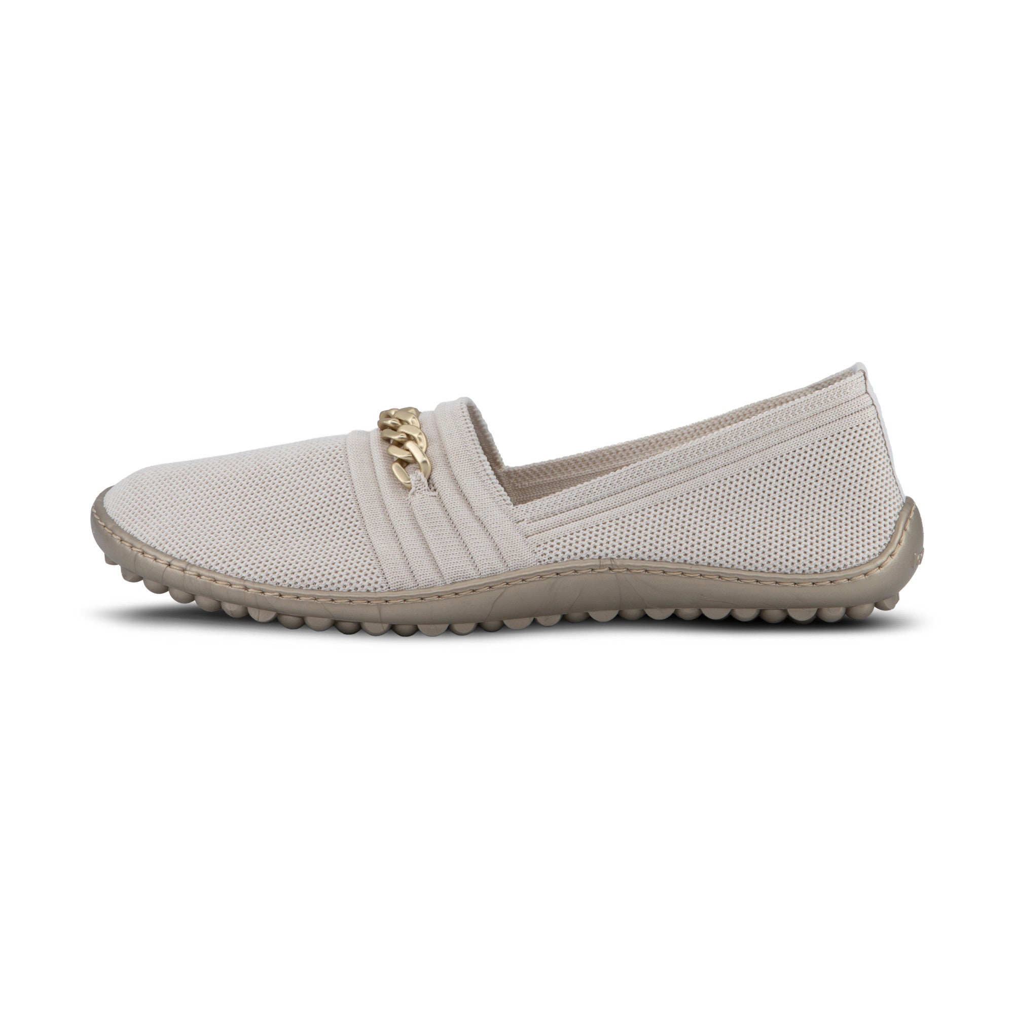 Leguano Lady Famous Gold Ballerina Barfußschuhe seitlich von links gezeigt in Gold aus unserem Onlineshop für Barfußschuhe