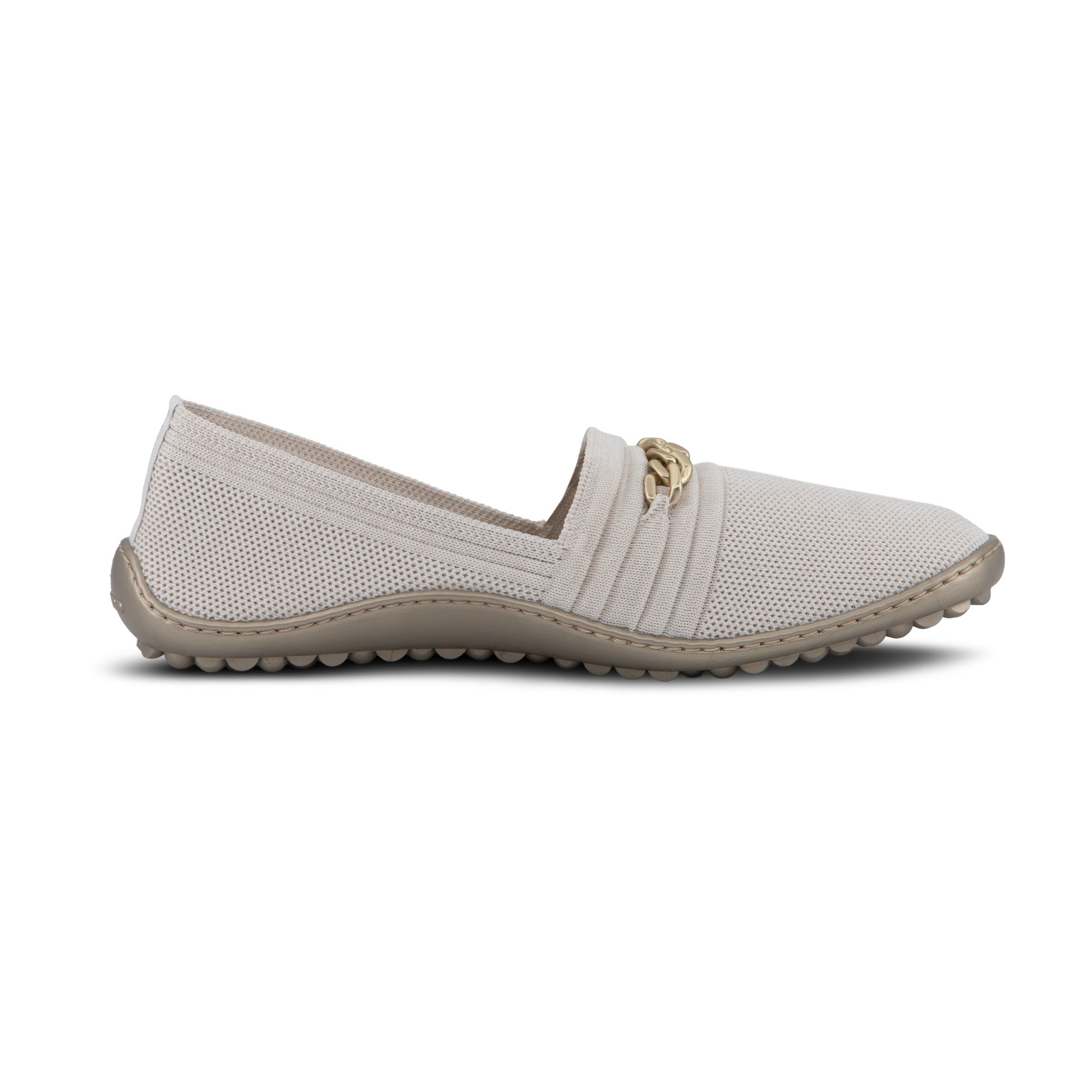 Leguano Lady Famous Gold Ballerina Barfußschuhe seitlich von rechts gezeigt in edlem Gold aus unserem Onlineshop für Barfußschuhe