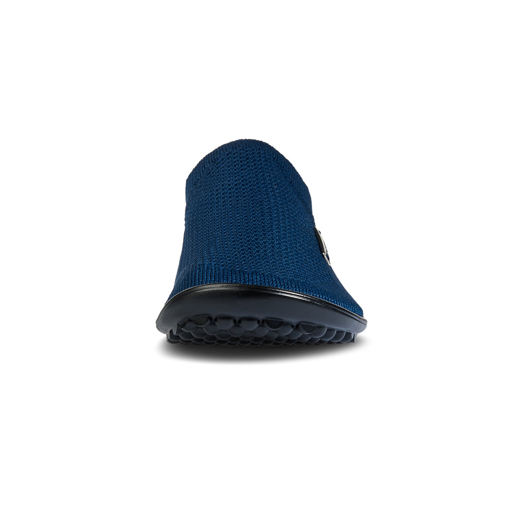 Leguano Scio Barfußslipper in Blau, frontal abgebildet und ideal für minimalistisches Gehen. Jetzt erhältlich im Onlineshop für Barfußschuhe.