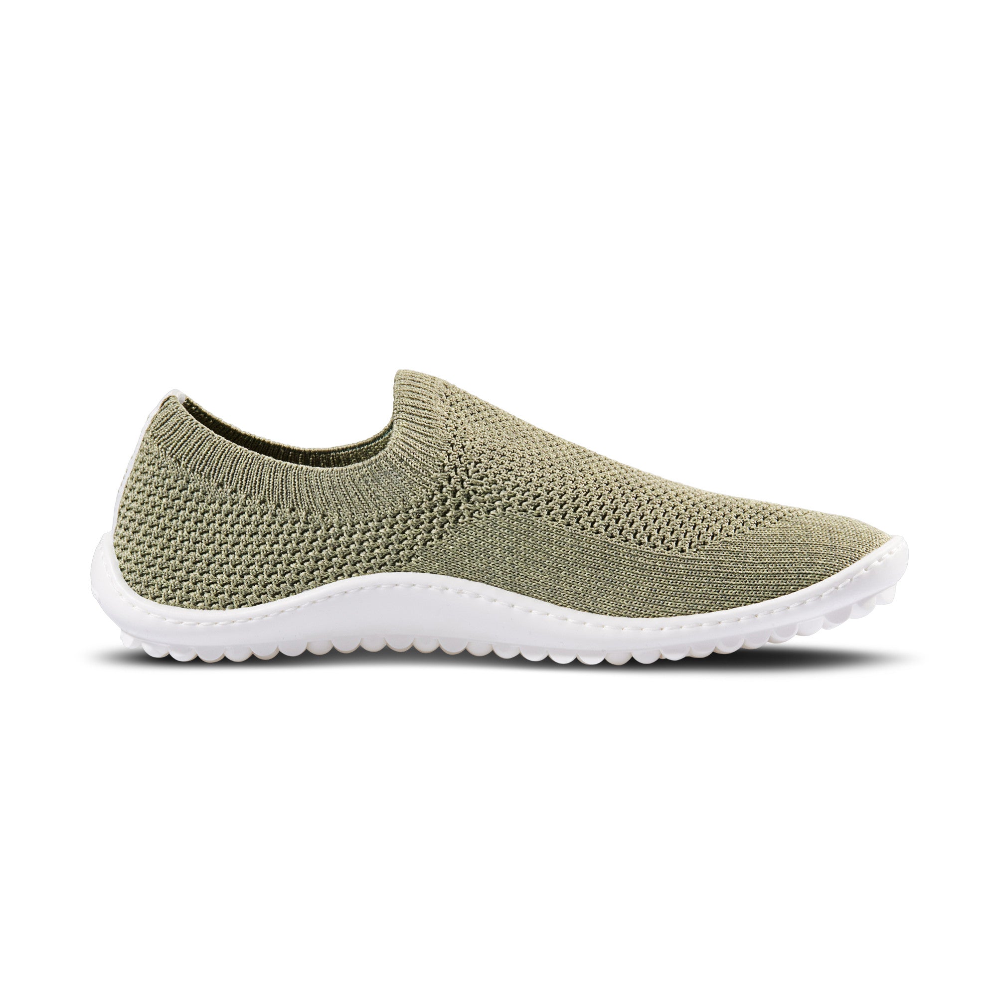 Leguano Scio Barfußslipper in Grün, in rechter Seitenansicht abgebildet und ideal für minimalistisches Gehen. Jetzt erhältlich im Onlineshop für Barfußschuhe.